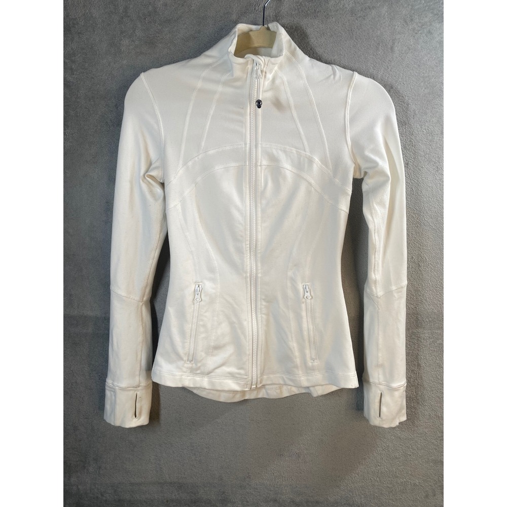 Lululemon Define Jacket Womens 2 White Full Zip Luon Thumbholes Activewear